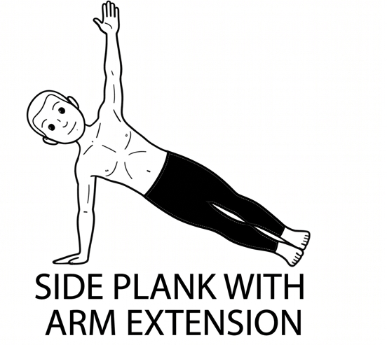 Visual sketch of Side Plank with Arm Extension (Vasisthasana Variation)